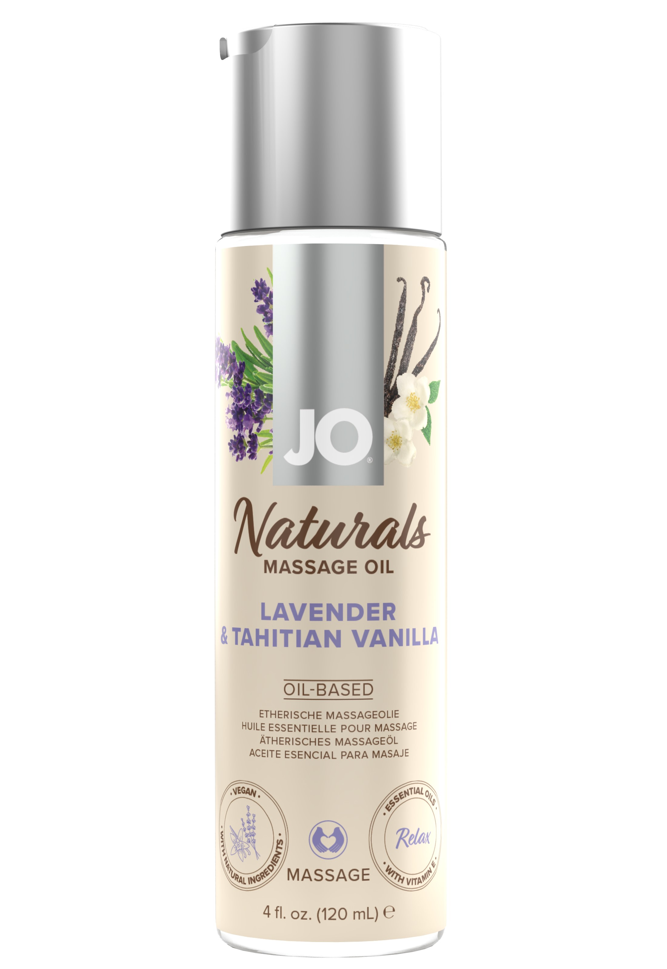 Массажное масло JO - Lavender & Vanilla/Лаванда и ваниль  120 mL