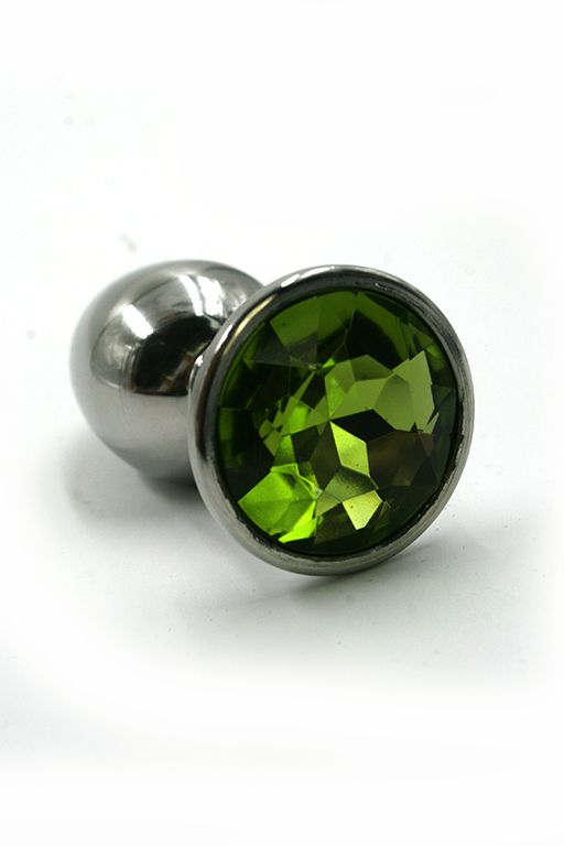 Анальная пробка из аллюминия со светло-зеленым кристаллом (Medium)
