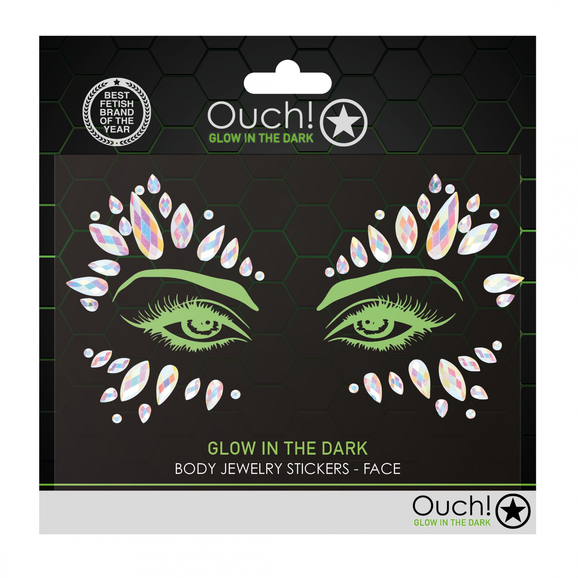 Декоративное украшение (камни) на клеевой основе Body Jewelry Stickers - Face - Glow in the Dark - O