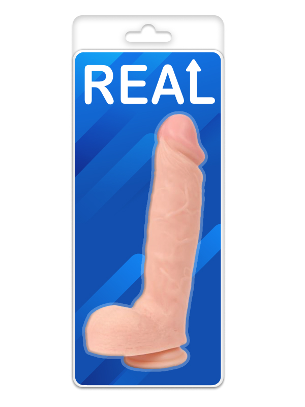 Реалистичный фаллоимитатор REAL с мошонкой на присоске, PVC, 24x5 см.